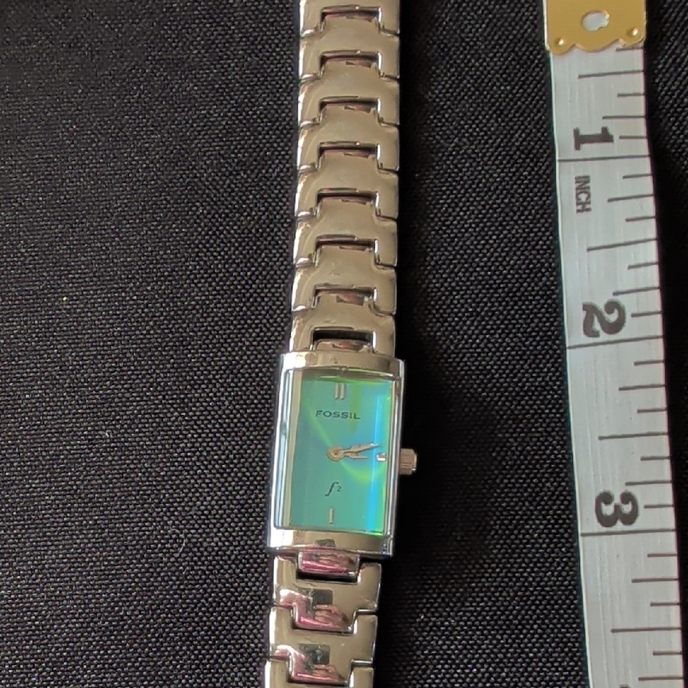 Fossil Silver Watch with Blue Face